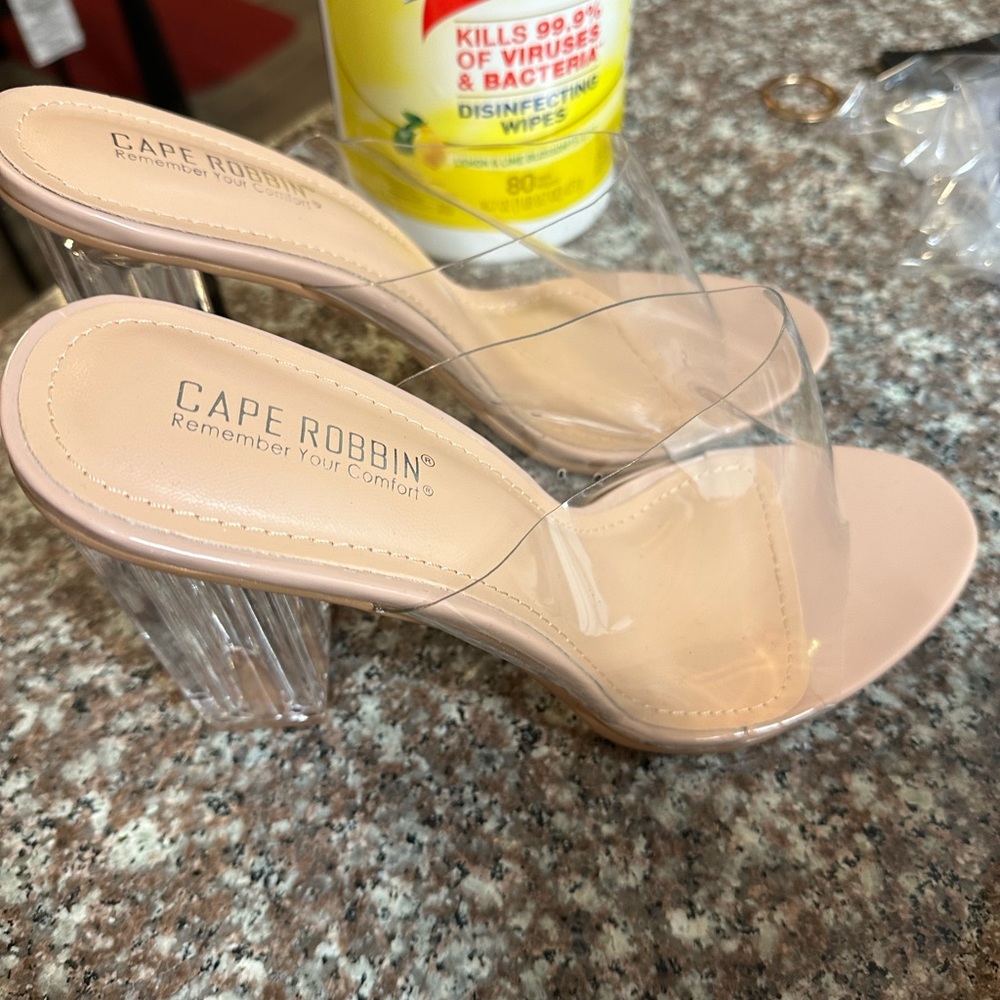 Clear women hells size 10